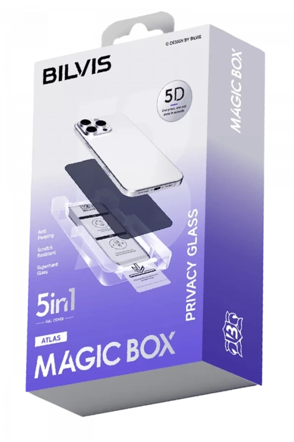Apple iPhone 15 Pro Max Bilvis 5in1 5D Magic Hayalet Cam Ekran Koruyucu - Siyah
