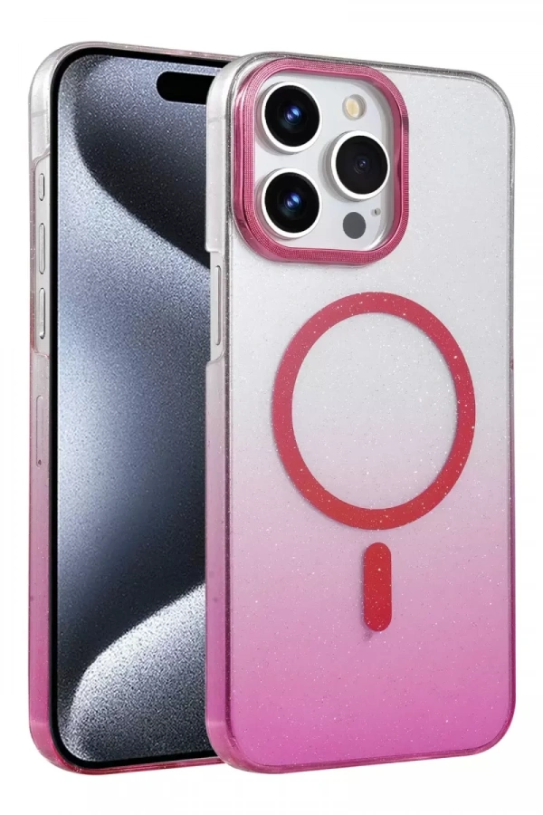 Apple iPhone 15 Pro Max Glossy Magsafe Kapak - Pembe