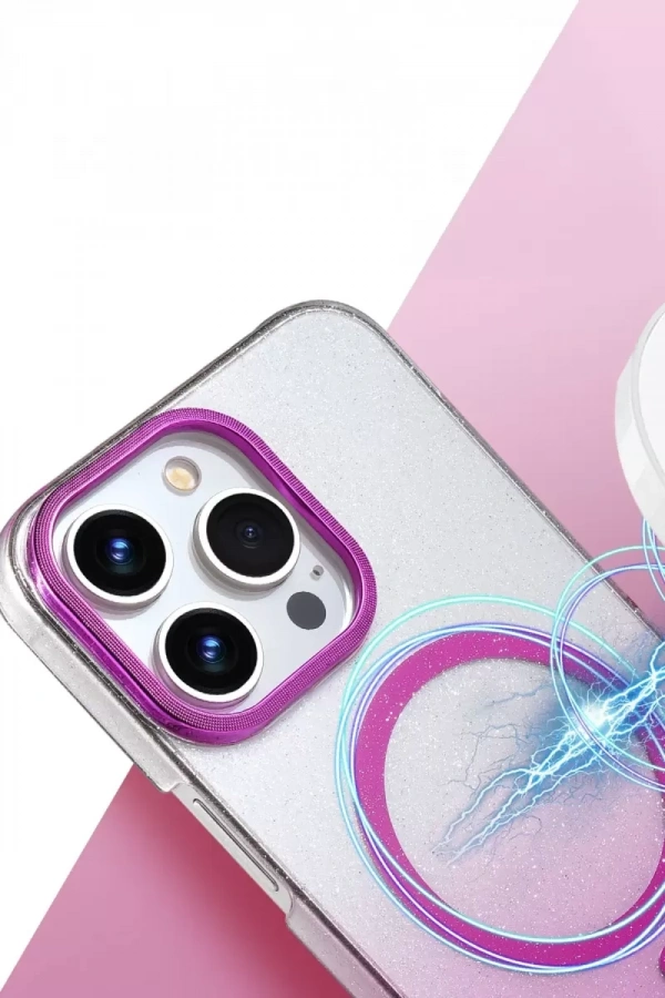 Apple iPhone 15 Pro Max Glossy Magsafe Kapak - Pembe