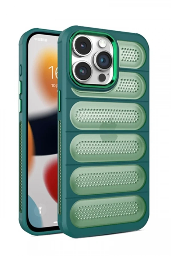 Apple iPhone 15 Pro Max Kılıf Airmax Silikon Kapak - Koyu Yeşil