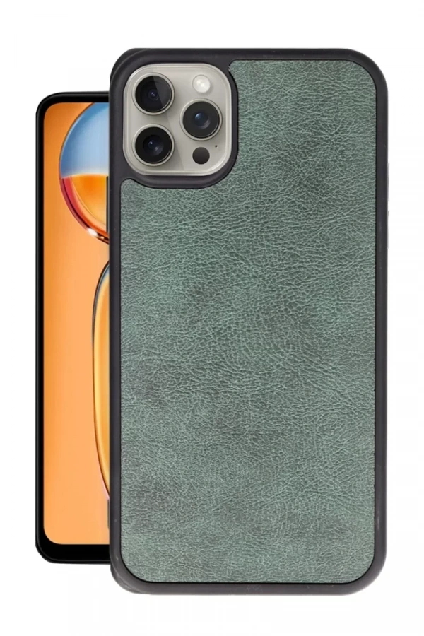 Apple iPhone 15 Pro Max Kılıf Aras Deri Kapak - Koyu Yeşil