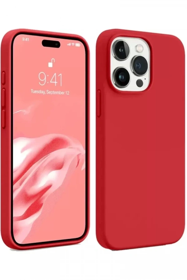 Apple iPhone 15 Pro Max Kılıf First Silikon - Kırmızı