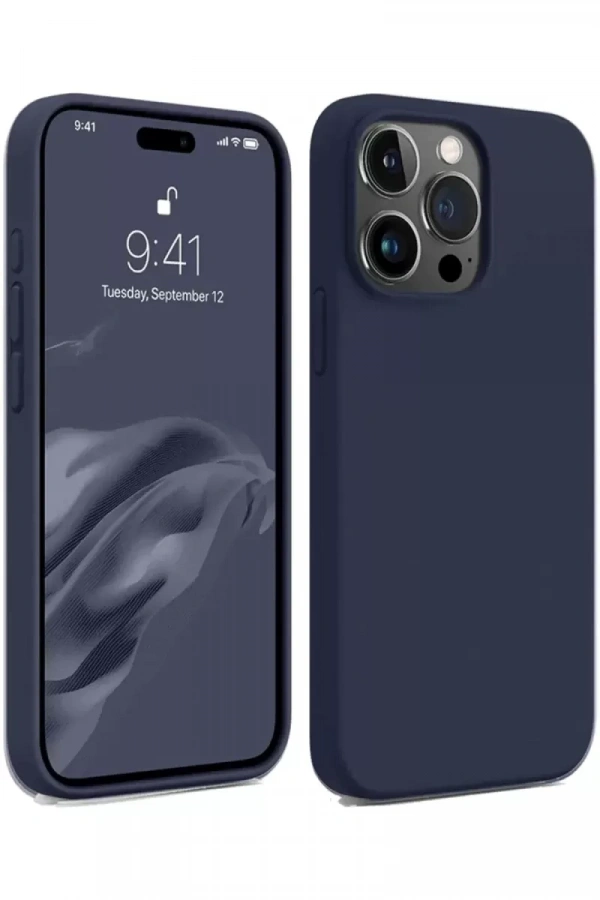 Apple iPhone 15 Pro Max Kılıf First Silikon - Lacivert