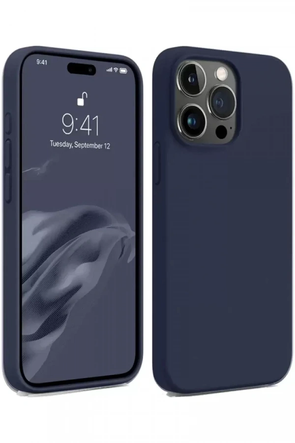 Apple iPhone 15 Pro Max Kılıf First Silikon - Lacivert