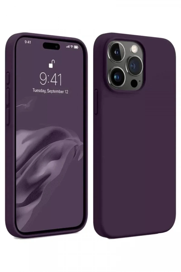 Apple iPhone 15 Pro Max Kılıf First Silikon - Mürdüm
