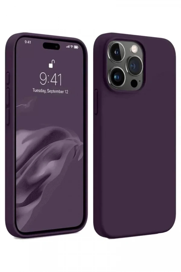 Apple iPhone 15 Pro Max Kılıf First Silikon - Mürdüm
