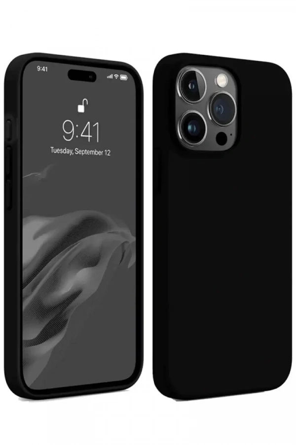 Apple iPhone 15 Pro Max Kılıf First Silikon - Siyah