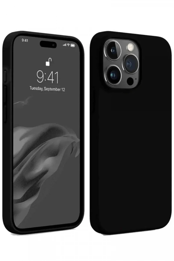 Apple iPhone 15 Pro Max Kılıf First Silikon - Siyah