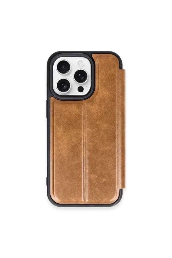 Apple iPhone 15 Pro Max Kılıf Flip Cover - Taba