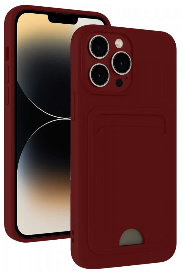Apple iPhone 15 Pro Max Kılıf Kelvin Kartvizitli Silikon - Bordo