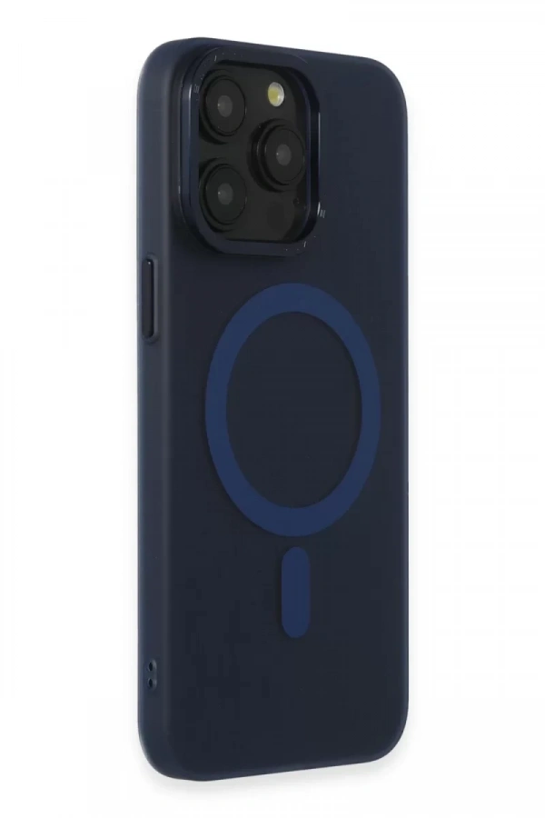 Apple iPhone 15 Pro Max Kılıf Lodos Magneticsafe Mat Kapak - Mavi