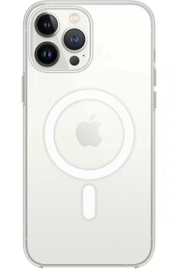 Apple iPhone 15 Pro Max Kılıf Magneticsafe Şeffaf Silikon - Şeffaf