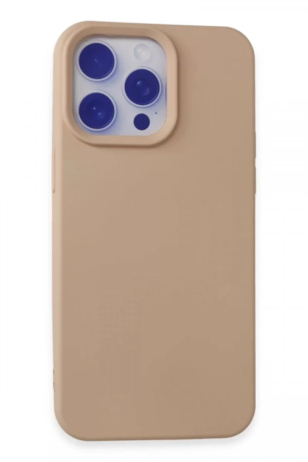Apple iPhone 15 Pro Max Kılıf Nano içi Kadife Silikon - Pudra
