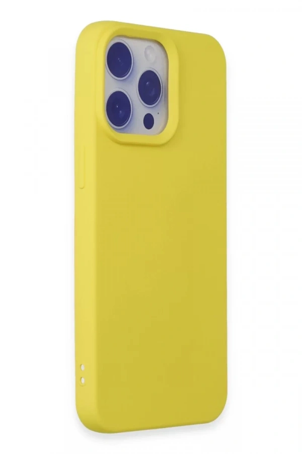Apple iPhone 15 Pro Max Kılıf Nano içi Kadife Silikon - Sarı