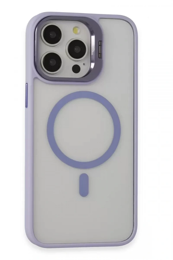 Apple iPhone 15 Pro Max Kılıf Roblox Lens Magsafe Standlı Kapak - Lila
