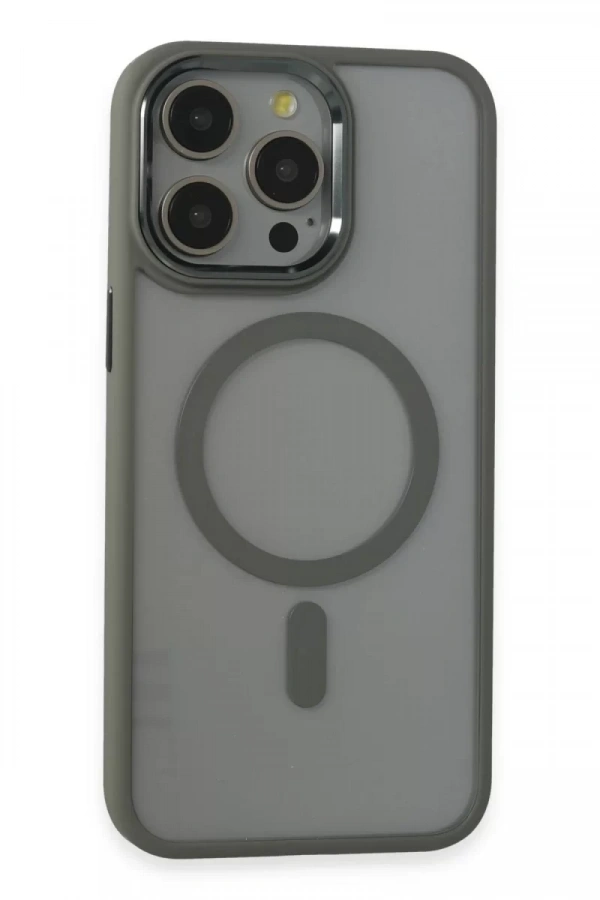 Apple iPhone 15 Pro Max Kılıf Room Magneticsafe Silikon - Gri