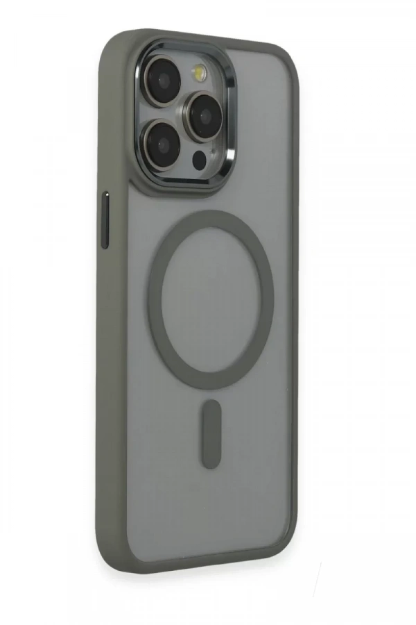 Apple iPhone 15 Pro Max Kılıf Room Magneticsafe Silikon - Gri