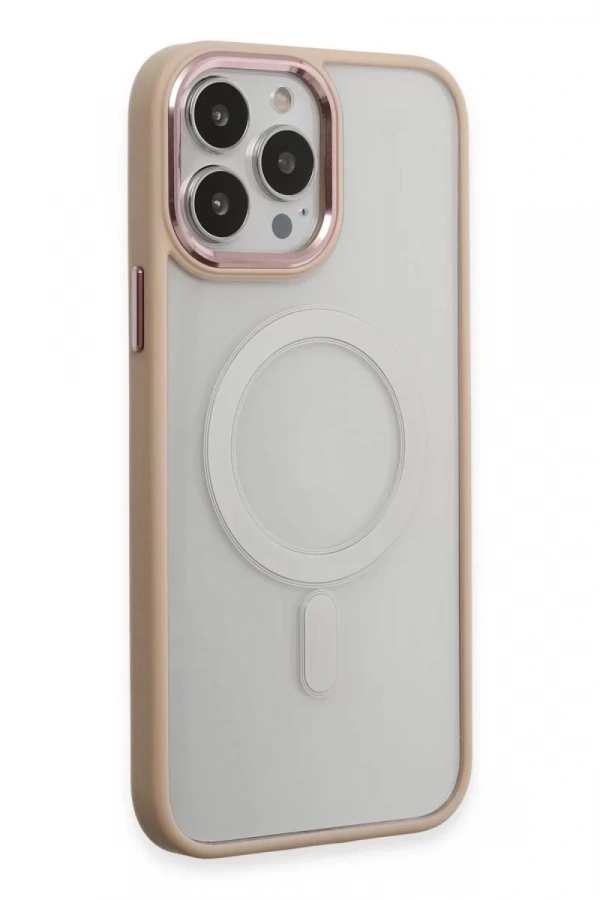 Apple iPhone 15 Pro Max Kılıf Room Magneticsafe Silikon - Pudra