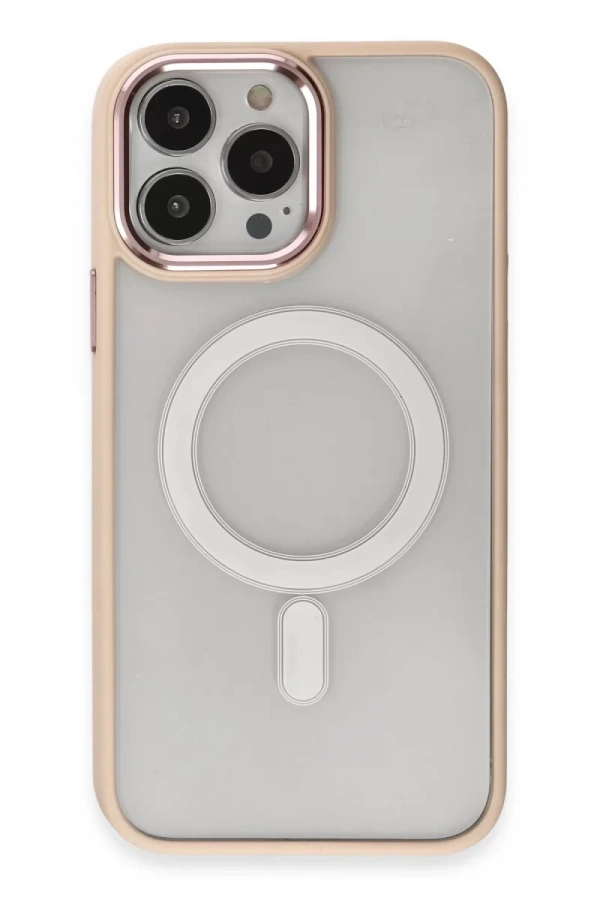Apple iPhone 15 Pro Max Kılıf Room Magneticsafe Silikon - Pudra