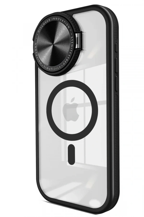 Apple iPhone 15 Pro Max Kılıf Teleskop Lens Magsafe Silikon Kapak - Siyah