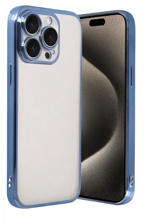 Apple iPhone 15 Pro Max Lensli Silikon - Açık Mavi