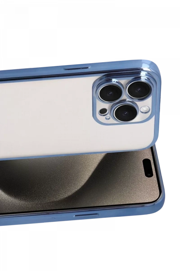 Apple iPhone 15 Pro Max Lensli Silikon - Açık Mavi