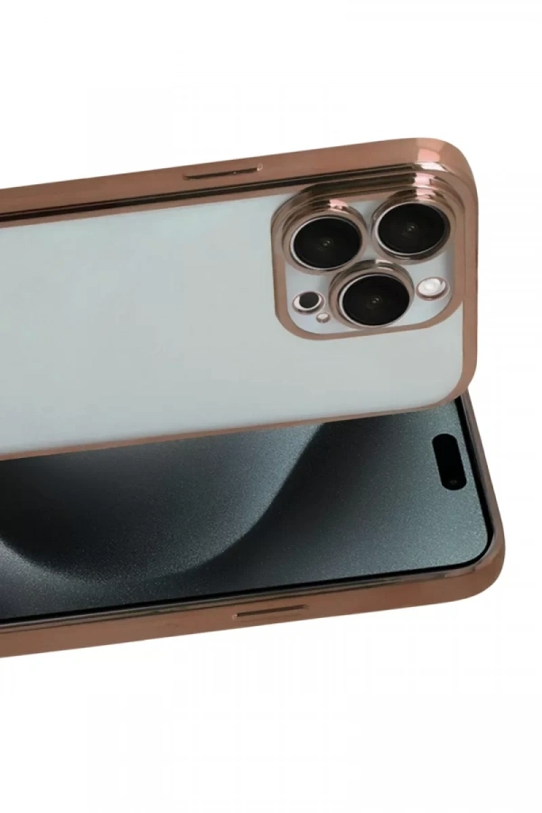 Apple iPhone 15 Pro Max Lensli Silikon - Çöl Titanyum