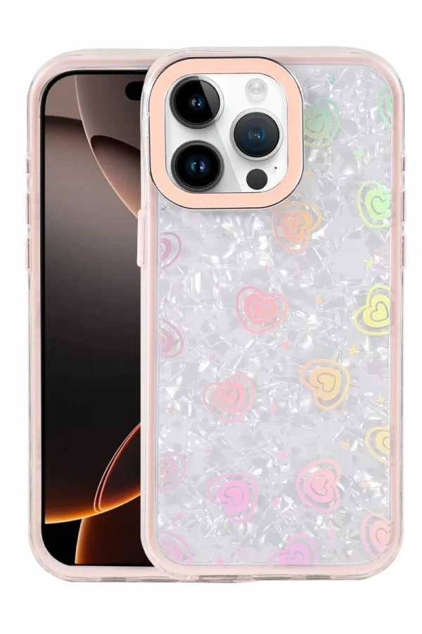 Apple iPhone 15 Pro Max Lumi Desenli Kapak - Pembe