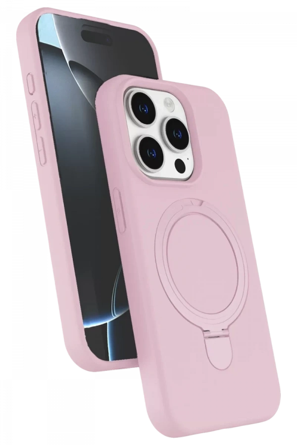 Apple iPhone 15 Pro Max Regal Magsafe Standlı Kapak - Açık Pembe