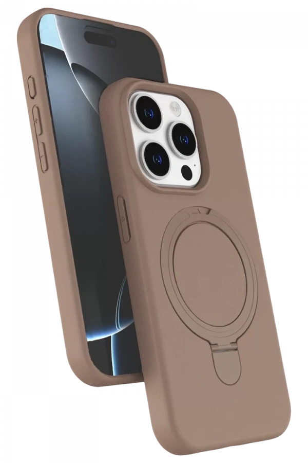 Apple iPhone 15 Pro Max Regal Magsafe Standlı Kapak - Çöl Titanyum