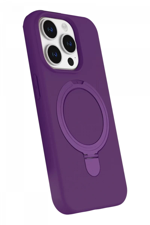 Apple iPhone 15 Pro Max Regal Magsafe Standlı Kapak - Derin Mor