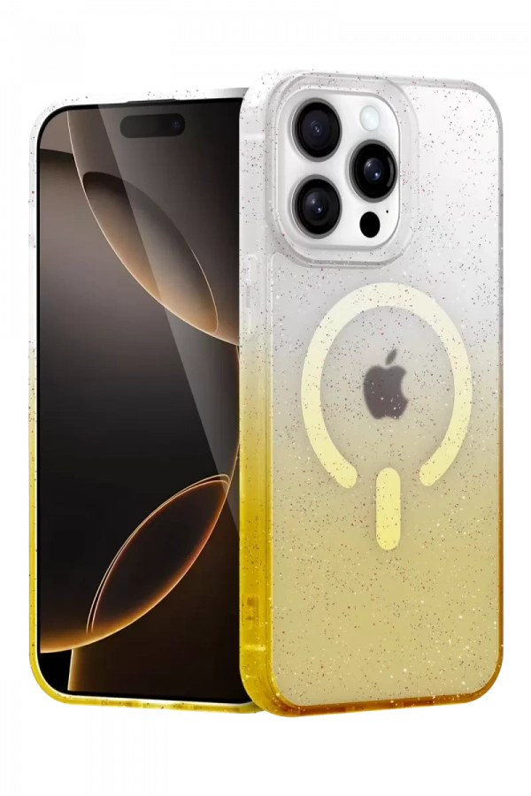 Apple iPhone 15 Pro Pummel Shiny Magsafe Kapak - Gold
