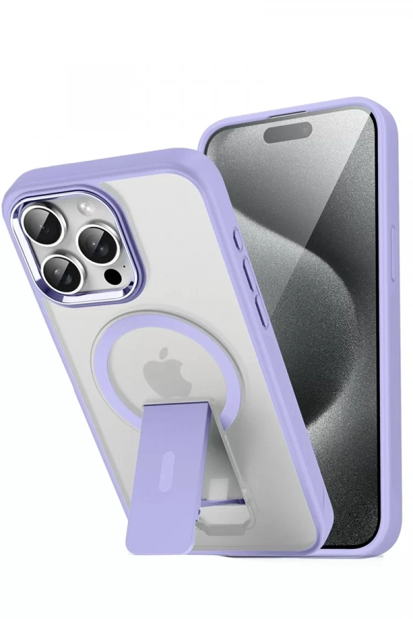 Apple iPhone 15 Pro Tork Magsafe Standlı Kapak - Lila
