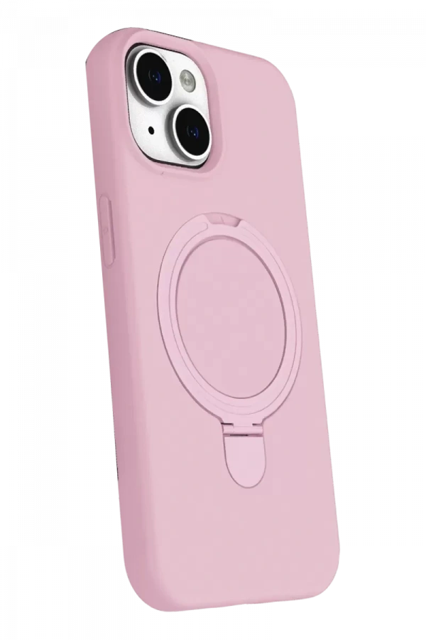 Apple iPhone 15 Regal Magsafe Standlı Kapak - Açık Pembe