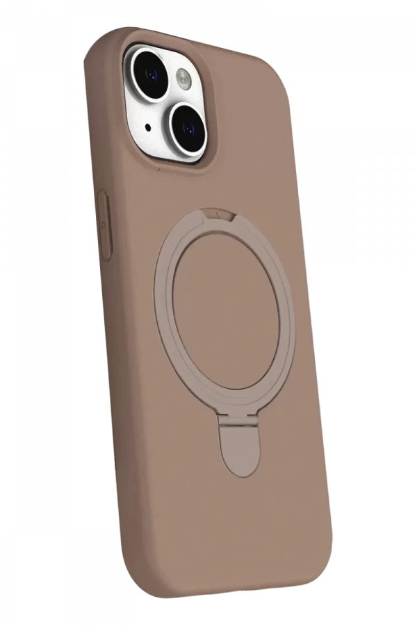 Apple iPhone 15 Regal Magsafe Standlı Kapak - Çöl Titanyum