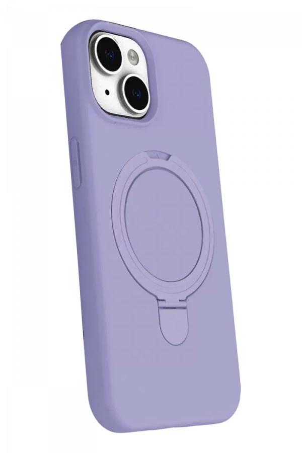 Apple iPhone 15 Regal Magsafe Standlı Kapak - Lila