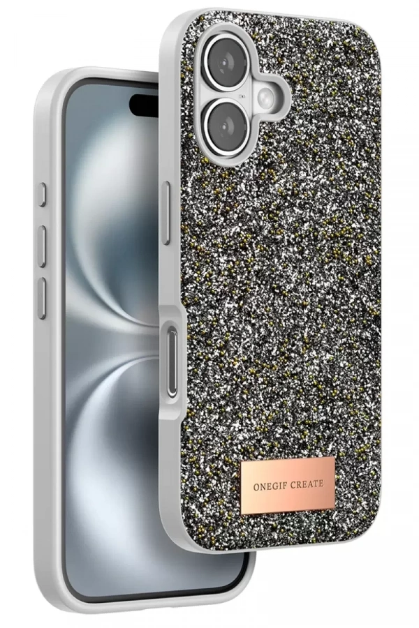 Apple iPhone 16 Bright Simli Kapak - Gümüş