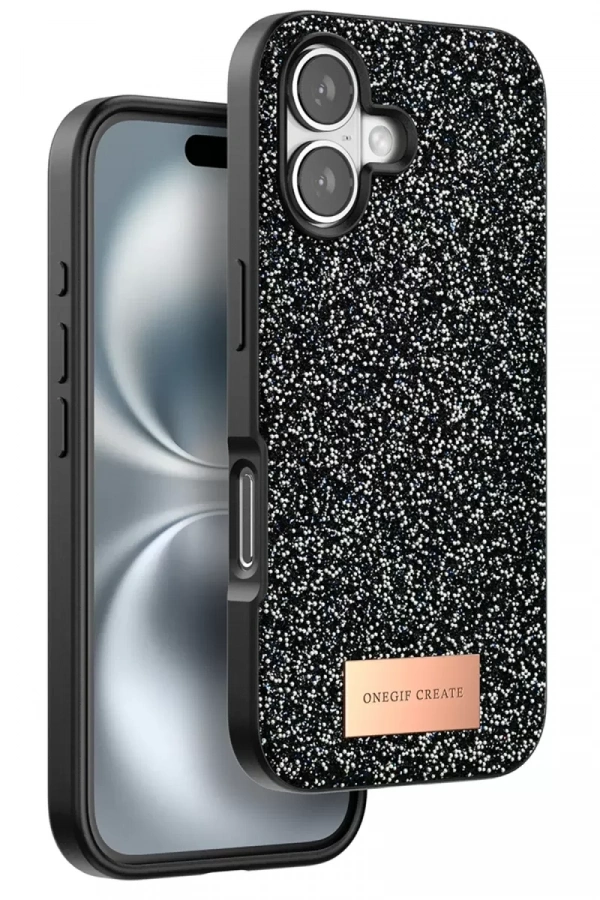 Apple iPhone 16 Bright Simli Kapak - Siyah