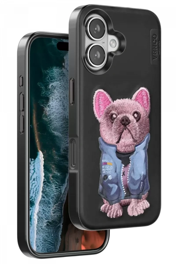 Apple iPhone 16 Cute Desenli Kapak - Siyah