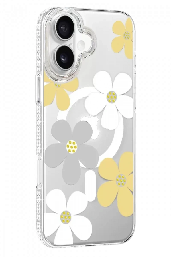 Apple iPhone 16 Floral Magsafe Kapak - Sarı