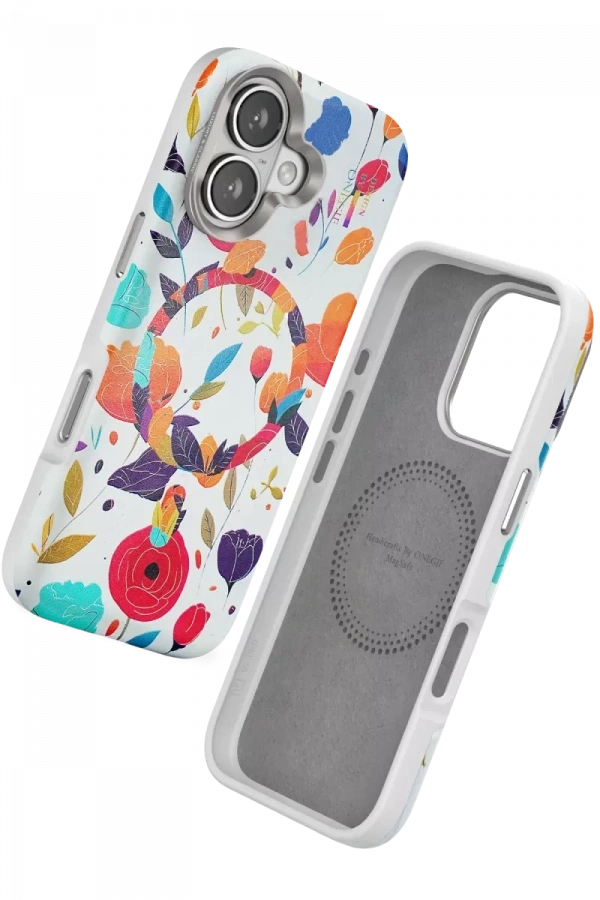 Apple iPhone 16 Flower Series Magsafe Kapak - Beyaz