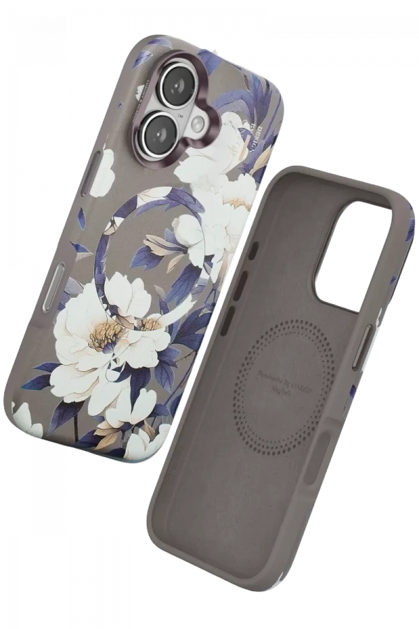 Apple iPhone 16 Flower Series Magsafe Kapak - Gri