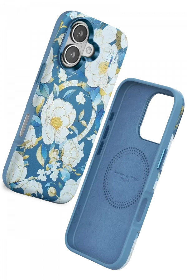 Apple iPhone 16 Flower Series Magsafe Kapak - Mavi