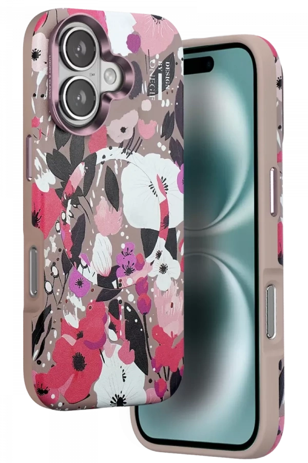 Apple iPhone 16 Flower Series Magsafe Kapak - Pembe