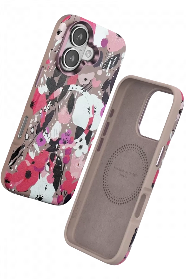 Apple iPhone 16 Flower Series Magsafe Kapak - Pembe