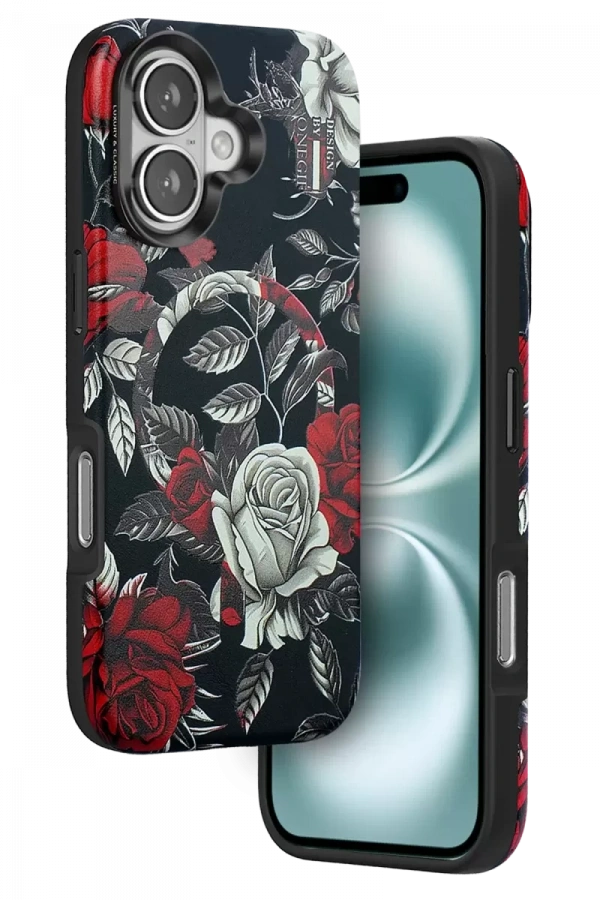 Apple iPhone 16 Flower Series Magsafe Kapak - Siyah