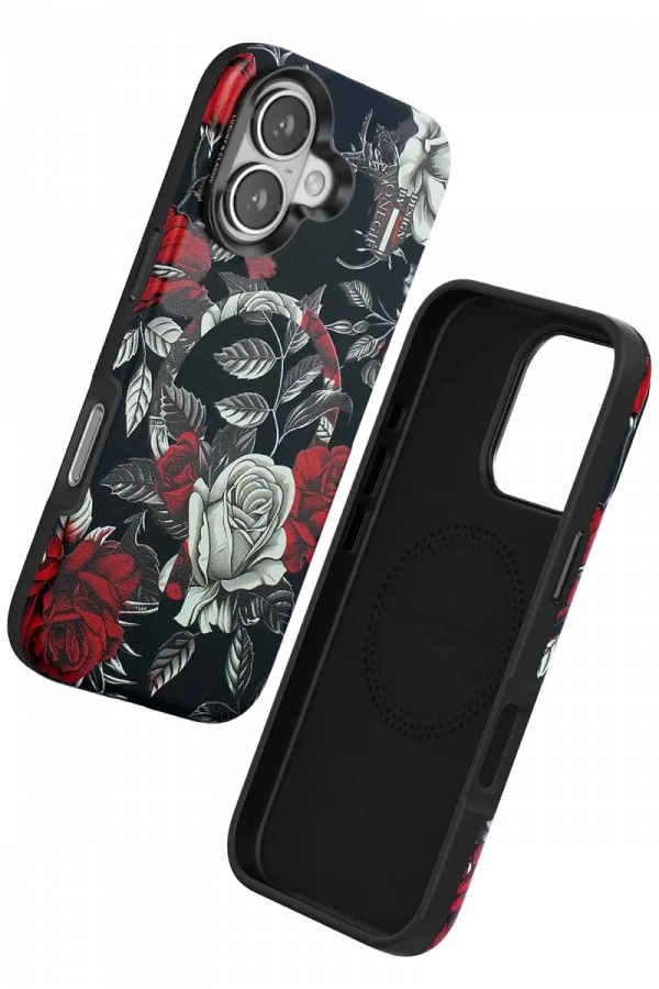 Apple iPhone 16 Flower Series Magsafe Kapak - Siyah