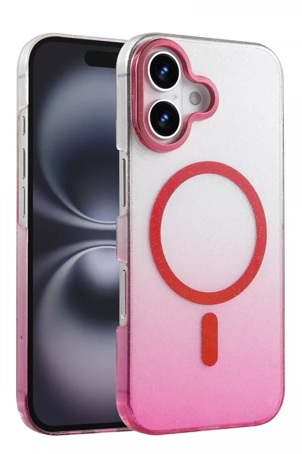Apple iPhone 16 Glossy Magsafe Kapak - Pembe