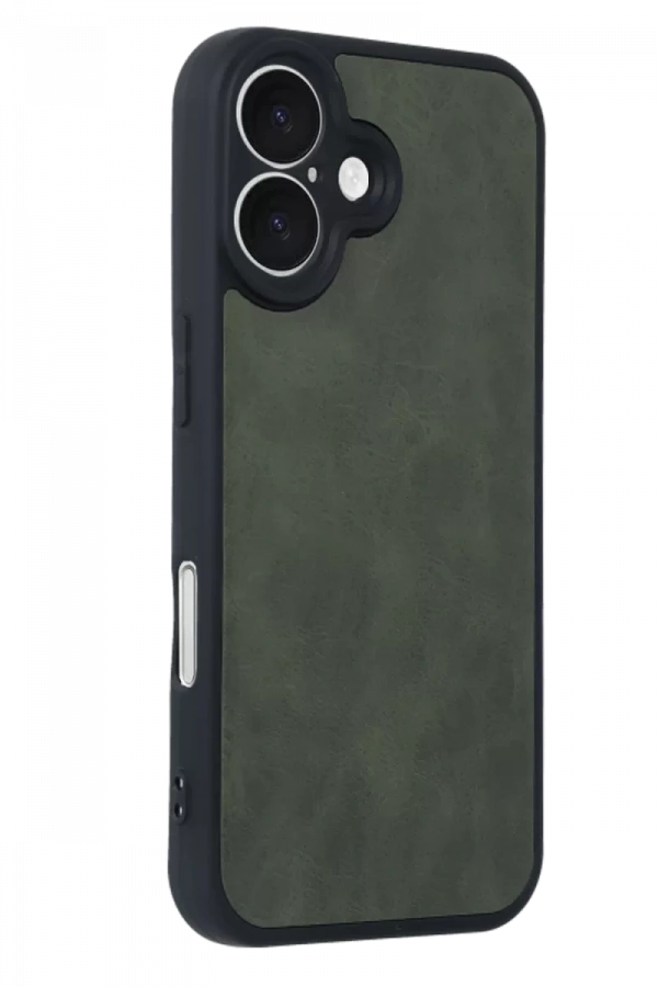 Apple iPhone 16 Kılıf Aras Deri Kapak - Koyu Yeşil
