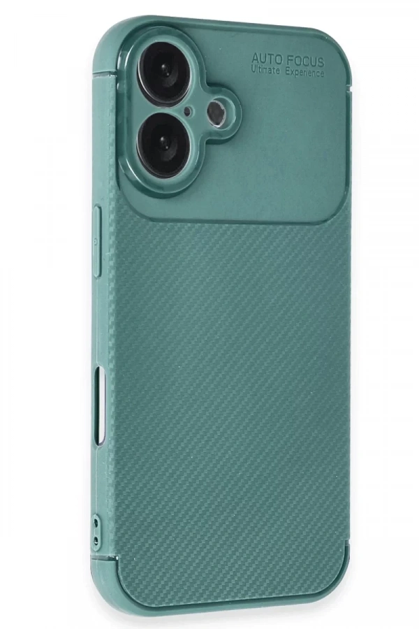 Apple iPhone 16 Kılıf Auto Focus Karbon Kapak - Koyu Yeşil